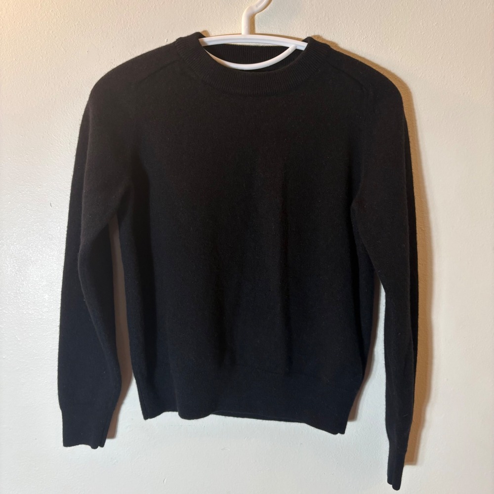 Massimo Dutti Black Wool Cashmere Blend Crewneck Pullover Sweater Size Small
